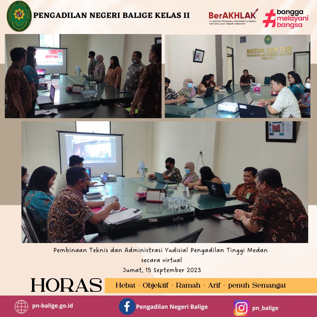 Pembinaan Teknis dan Administrasi Yudisial Pengadilan Tinggi Medan secara virtual Pembinaan Teknis dan Administrasi Yudisial Pengadilan Tinggi Medan secara virtual
